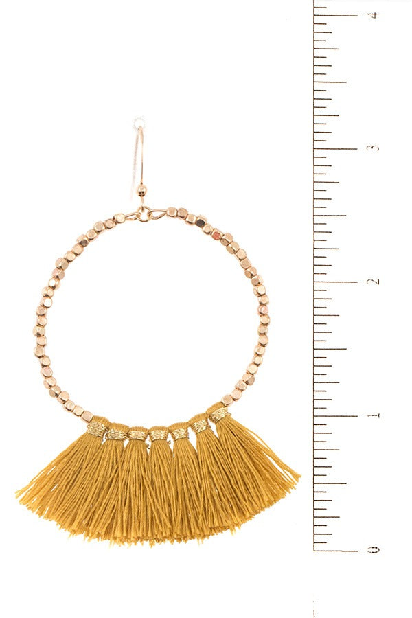 Ladies fashion round tassel link dangle earring