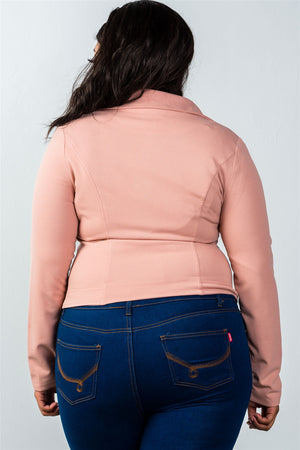 Ladies fashion plus size  asymmetric zipper moto jacket