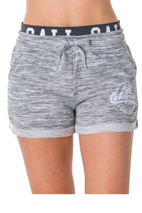 Ladies fashion french terry drawstring cuffed shorts with applique