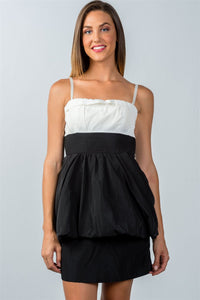 Ladies fashion white and black colorblock mini dress