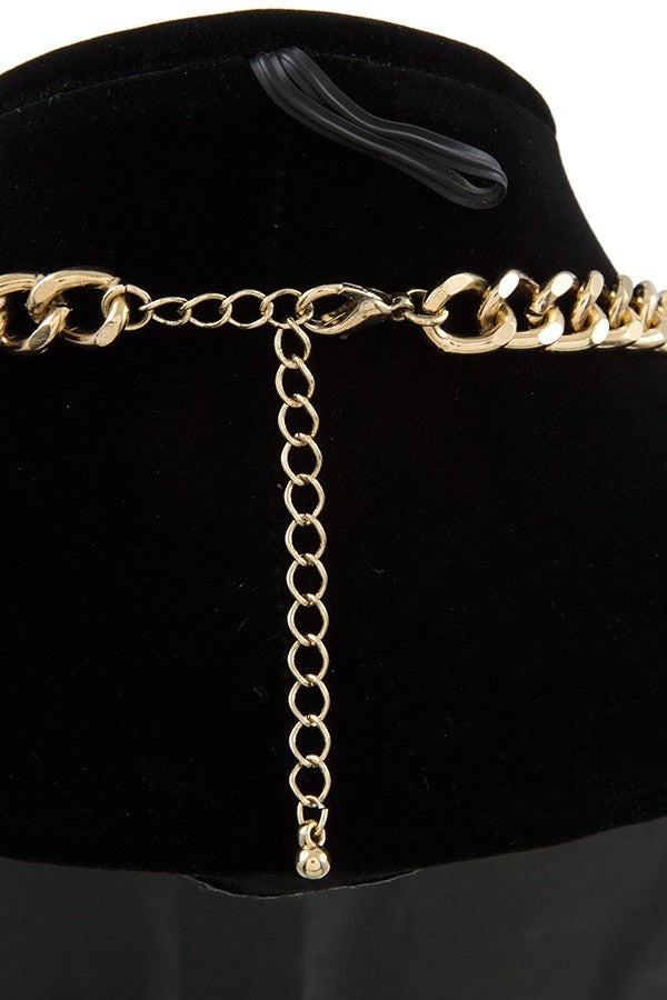 Ladies fashion faceted link gem chain necklace set