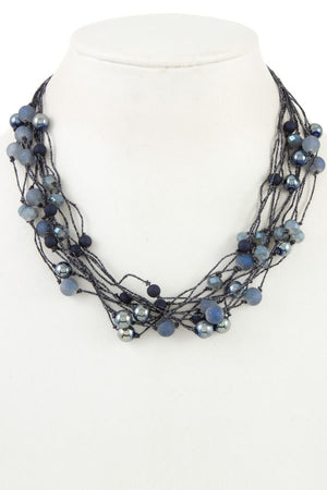 Faceted bead multi row necklace