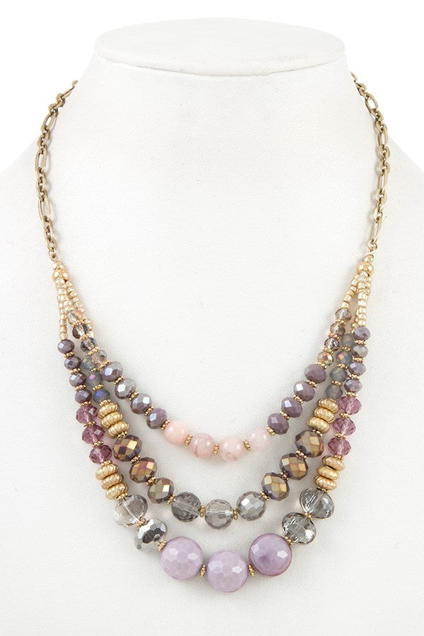 Multi low glass bead necklace set
