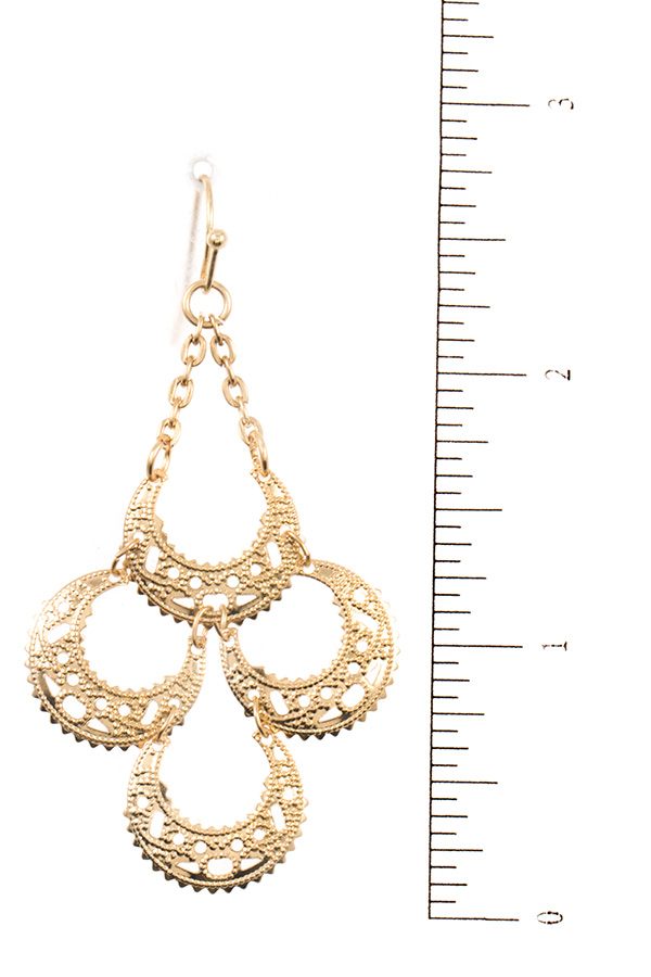 Half circle link filigree detailed dangle earring