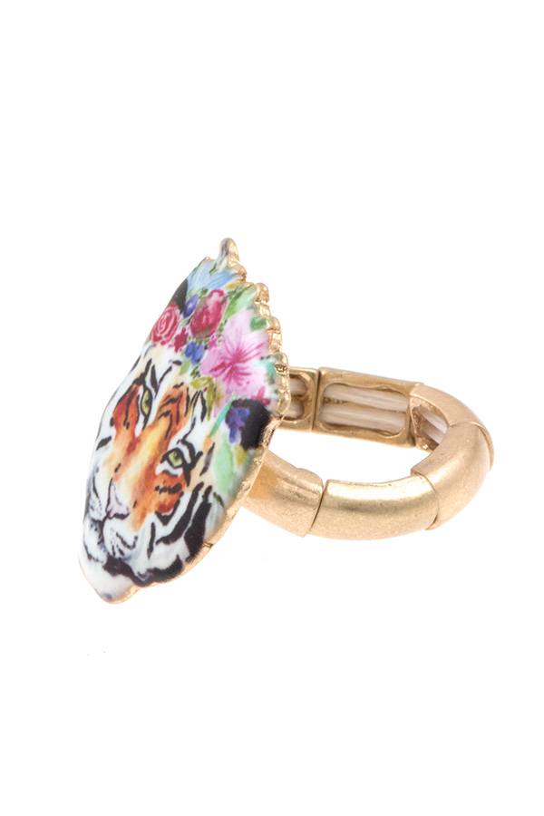 Floral tiger stretch ring