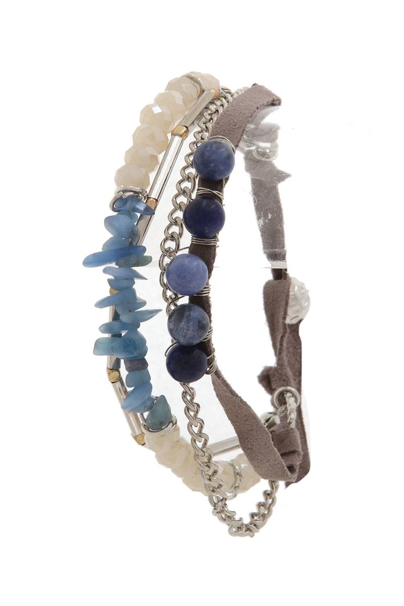 Natural bead adjustable bracelet