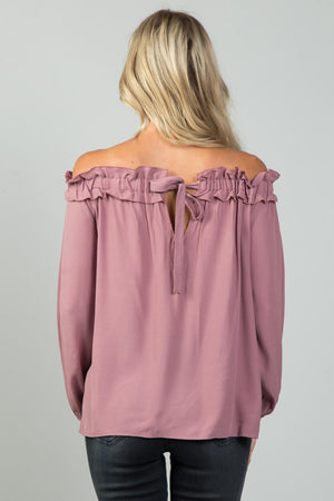 Ladies fashion  off the shoulder frill top
