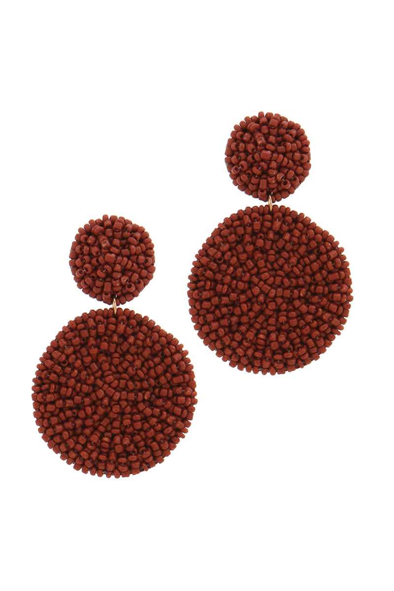 Circle linked seed bead post drop earring
