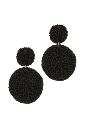Circle linked seed bead post drop earring