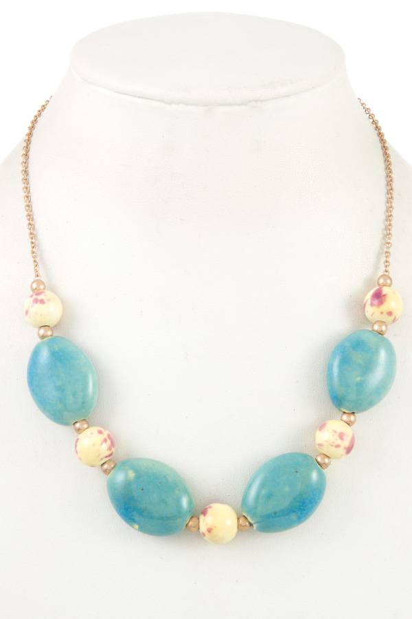 Gemstone oval bead necklace