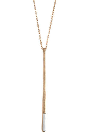Two tone drop paddle shape bar necklace