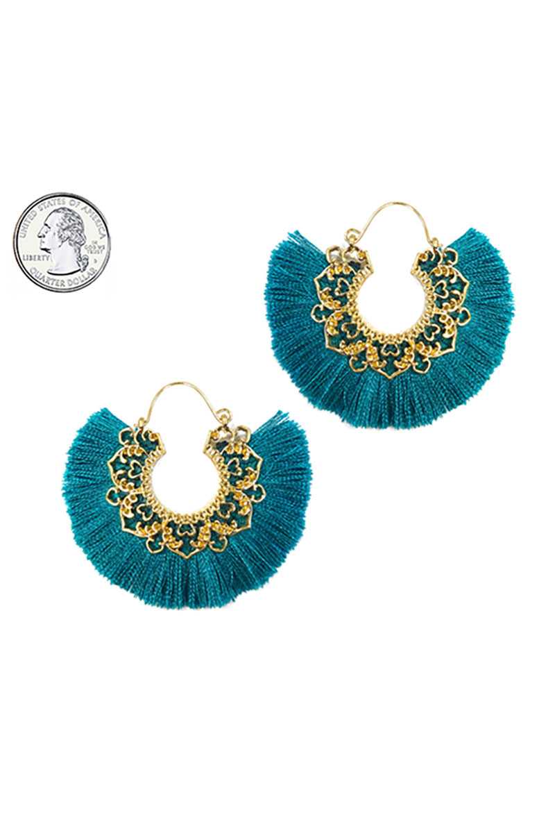 Fan tassel hoop earring