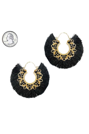 Fan tassel hoop earring