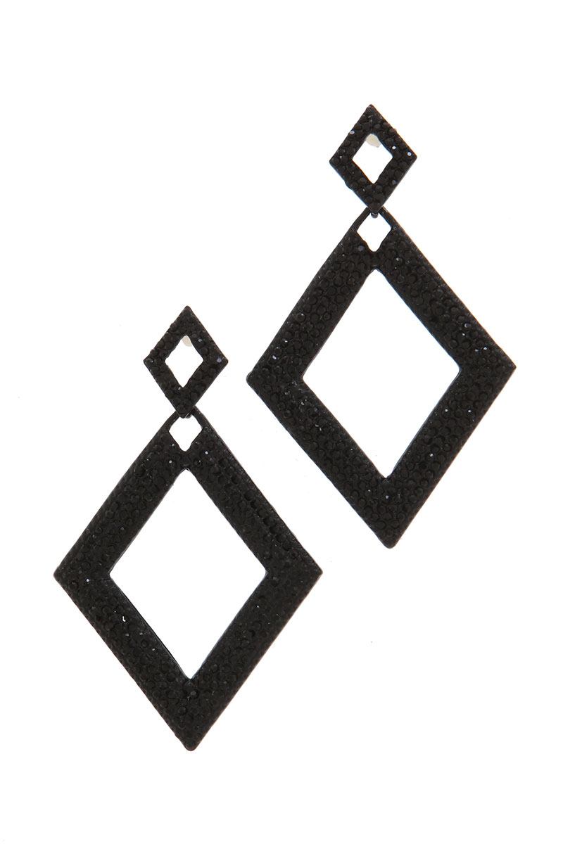 Double rhombus rhinestone shape post drop earring