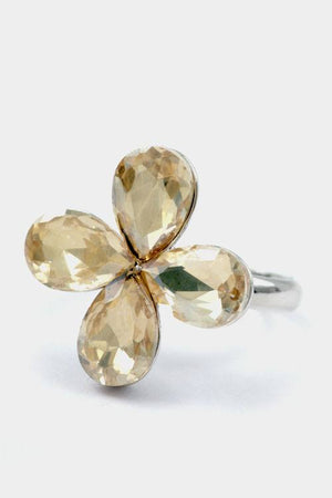 A flower colored stone adjustable ring