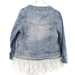 Girls Jean Jackets Kids Lace Coat Long Sleeve Button Denim Jackets For Girls