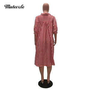 Mutevole Women Half Sleeve Casual Loose Shirt Blouse Casual Striped Shirt Top Front Button High Low Blouse Long Loose Top