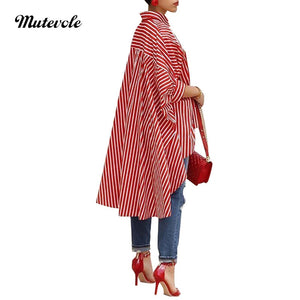 Mutevole Women Half Sleeve Casual Loose Shirt Blouse Casual Striped Shirt Top Front Button High Low Blouse Long Loose Top