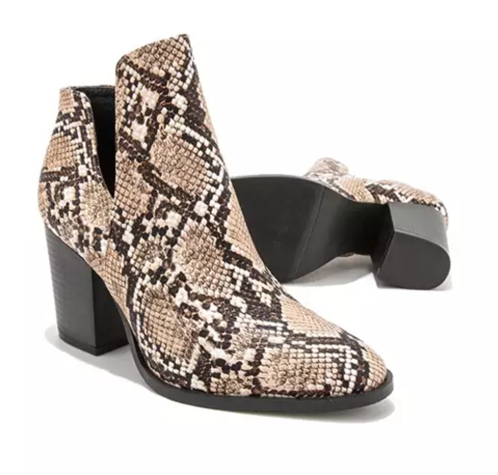 Faux Snakeskin Booties