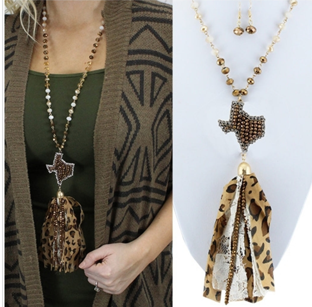 Crystal Texas Tassel Necklace