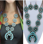 Squash Blossom Necklace
Turquoise Beaded Chain 
With Matching Fish Hook Earrings